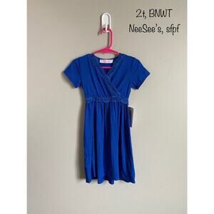 Neesee's Dresses Boutique Girls 2t Blue Maxi Dress- perfect for the 4th of July!